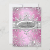 Pink Princess Winter Wonderland Sweet 16 Einladung (Vorderseite)