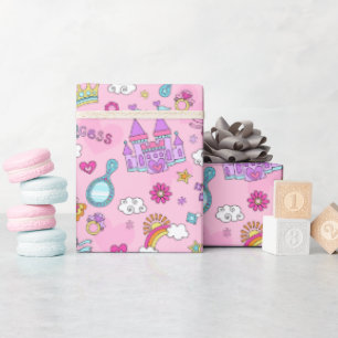 Pink Princess Wrapping Paper, 30" x 6' Geschenkpapier