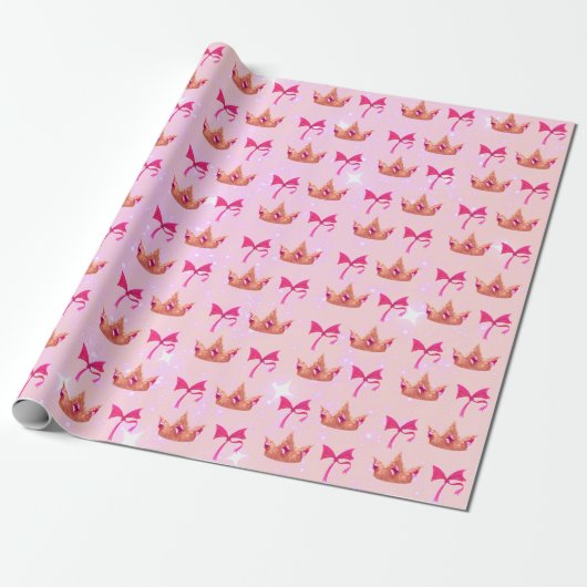 Pink Princess Wrapping Paper Geschenkpapier (Ungerollt)
