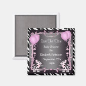 Pink Princess Zebra Baby Dusche Save the Date Magnet (Vorderseite/Rückseite)