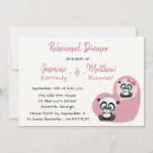 Pink Probe Dinner Panda Teddy Bären Hochzeit Einladung (Vorderseite)