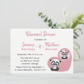 Pink Probe Dinner Panda Teddy Bären Hochzeit Einladung (Stehend Vorderseite)