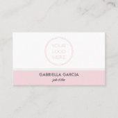 Pink Professional Simple Logo QR Code Visitenkarte (Vorderseite)