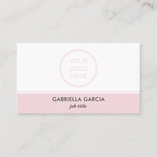 Pink Professional Simple Logo QR Code Visitenkarte (Vorderseite)