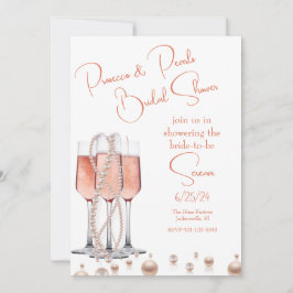 Pink Prosecco und Pearls Brautparty Einladung