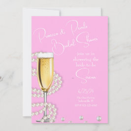 Pink Prosecco und Pearls Brautparty Einladung