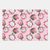Pink Protea Aquarell Wrapping Paper Set 3 Geschenkpapier Set (Vorderseite 2)