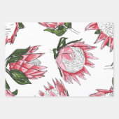 Pink Protea Aquarell Wrapping Paper Set 3 Geschenkpapier Set (Vorderseite)