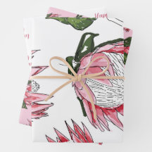 Pink Protea Aquarell Wrapping Paper Set 3