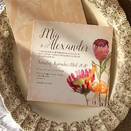 Pink Protea Blume und Tiger Lily Wedding Einladung