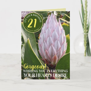 Pink Protea-Blumen-Geburtstagskarte Karte