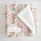 Pink Protea Floral Girls Custom Fleece Blankon