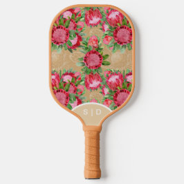 Pink Protea Garden Blooms Beige Pickleball Schläger