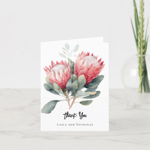 PInk Protea Vielen Dank für Ihre Hochzeit Dankeskarte