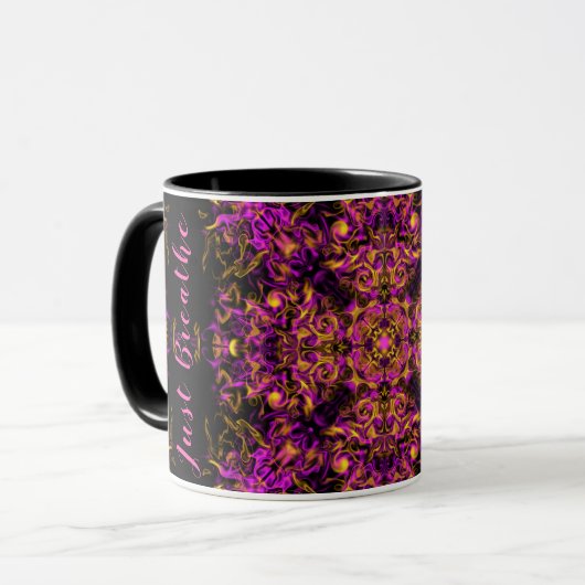 Pink Psychedelic Bohemisch Mandala Atmen Sie einfa Tasse (Vorderseite Links)