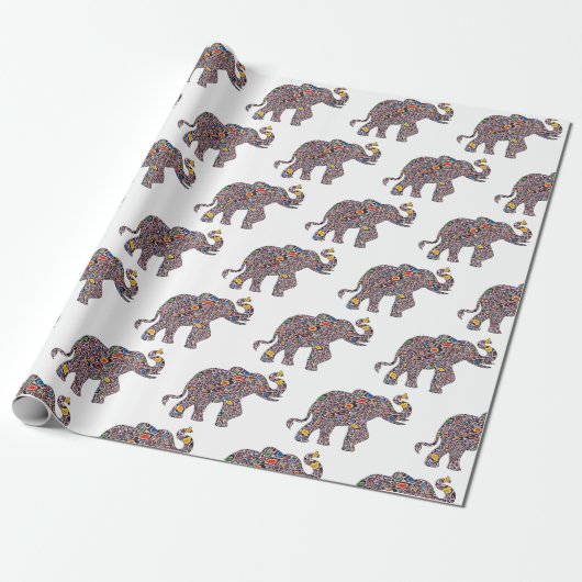 Pink Psychedelic Cheetah Elephant Geschenkpapier (Ungerollt)
