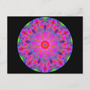 Pink Psychedelic Mandala Postkarte