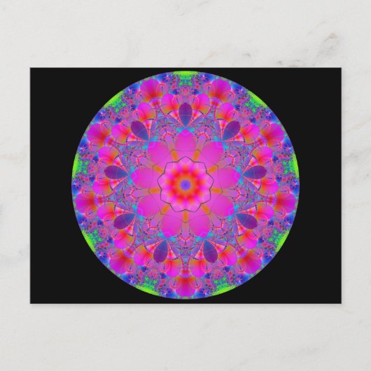 Pink Psychedelic Mandala Postkarte (Vorderseite)