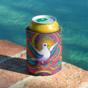 Pink Psychedelic Peace Dove kann kühler werden Dosenkühler