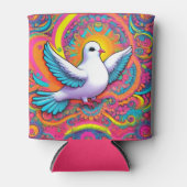 Pink Psychedelic Peace Dove kann kühler werden Dosenkühler (Vorderseite)