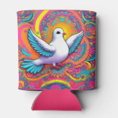 Pink Psychedelic Peace Dove kann kühler werden Dosenkühler (Rückseite)