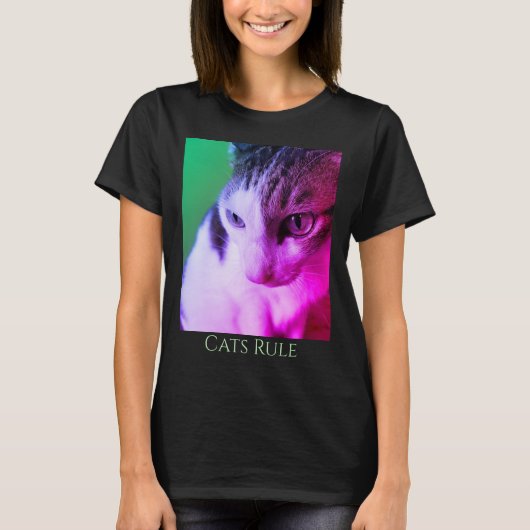 Pink Psychedelic Tabby Katzenpink & lila Augen, D T-Shirt (Vorderseite)