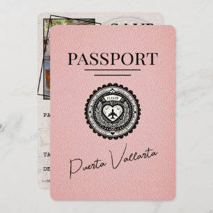 Pink Puerta Vallarta Reisepass Save the Date