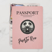 Pink Puerto Rico Passport Save The Date (Vorne/Hinten)