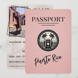 Pink Puerto Rico Passport Save The Date