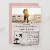 Pink Puerto Rico Passport Wedding Einladung (Vorne/Hinten)