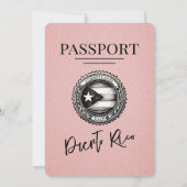 Pink Puerto Rico Passport Wedding Einladung (Rückseite)