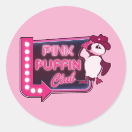 Pink Puffin Club Runder Aufkleber