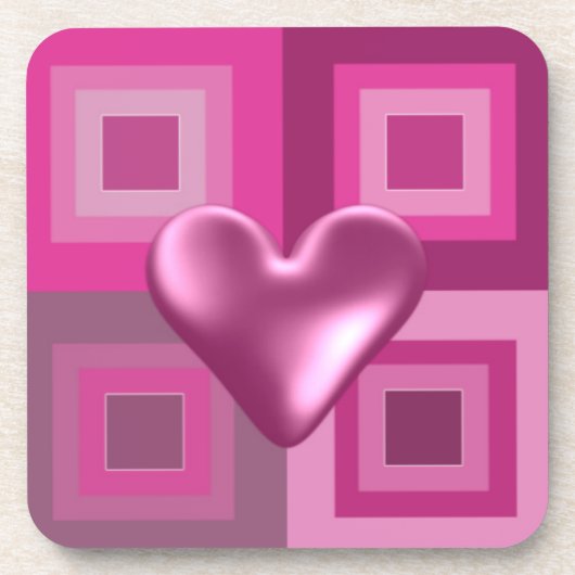 Pink Puffy Herzdesign Untersetzer (Vorderseite)