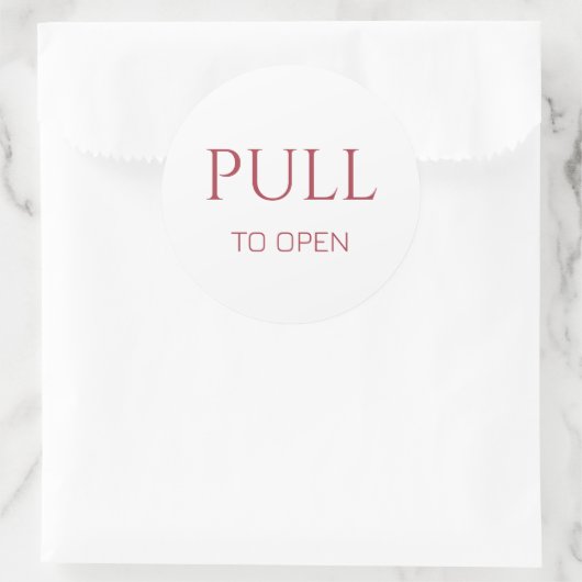 Pink Pull to Open Door Sign Runder Aufkleber (Tasche)