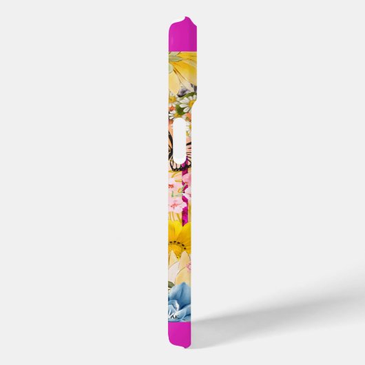 Pink Pum Peacock mit bunten Blume Case-Mate iPhone Hülle (Rückseite / Rechts)