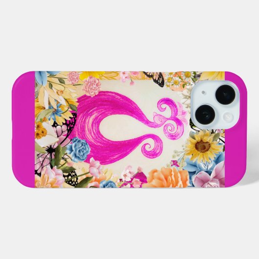 Pink Pum Peacock mit bunten Blume Case-Mate iPhone Hülle (Rückseite (Horizontal))