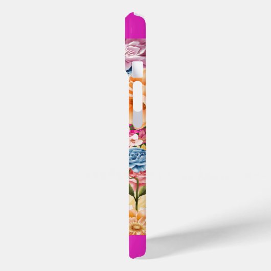 Pink Pum Peacock mit bunten Blume Case-Mate iPhone Hülle (Rückseite / Links)