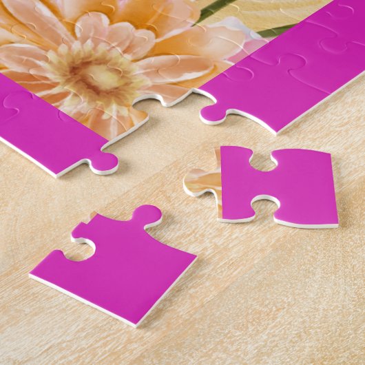 Pink Pum Peacock mit bunten Blume Puzzle (Seite)