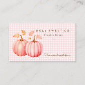 Pink Pumkin Gingham Bakery Business Card Visitenkarte (Vorderseite)