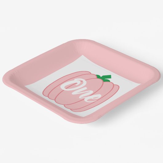 Pink Pumpkin 1. Geburtstag Papierplatte Pappteller (Gewinkelt)