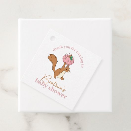 Pink Pumpkin and Squirrel Baby Girl Baby Dusche Geschenkanhänger (Beispiel)