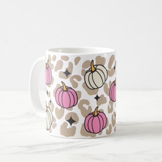Pink Pumpkin Ästhetik Halloween Kaffeetasse (Vorderseite Links)