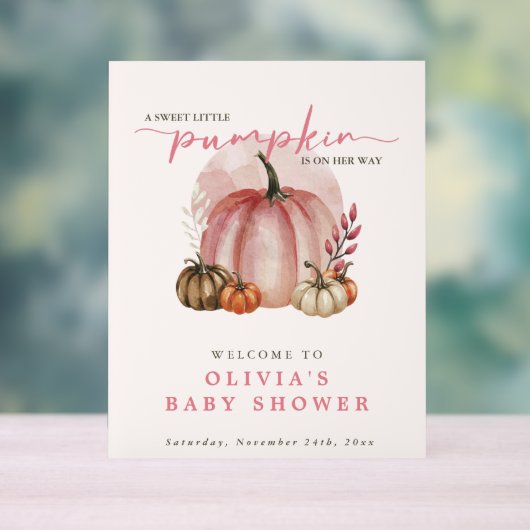 Pink Pumpkin auf ihrem Weg Girl Baby Dusche Willko Acrylschild (Neutral)