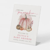 Pink Pumpkin auf ihrem Weg Girl Baby Dusche Willko Sockelschild (Vorderseite)