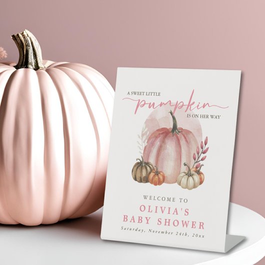 Pink Pumpkin auf ihrem Weg Girl Baby Dusche Willko Sockelschild