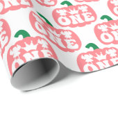 Pink Pumpkin Autumn Girl Erster Geburtstag Geschenkpapier (Rolleneckpunkt)