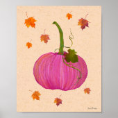 Pink Pumpkin Autumn Leaves Poster (Vorne)