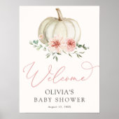 Pink Pumpkin Baby Dusche Begrüßungszeichen Poster (Vorne)