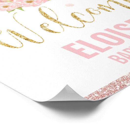 Pink Pumpkin Baby Dusche Begrüßungszeichen Poster (Ecke)