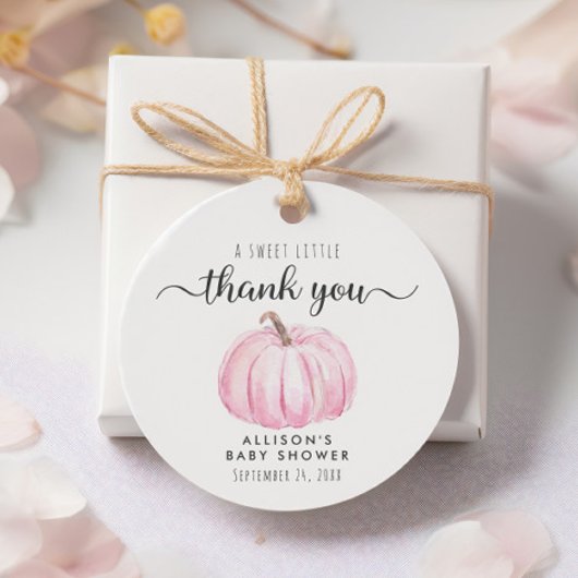 Pink Pumpkin Baby Dusche Danke Geschenkanhänger